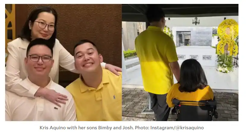 Kris Aquino with her sons Josh and Bimby Aquino-Yap