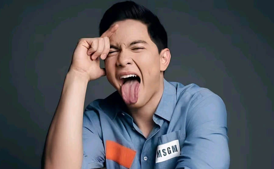 Alden Richards viral dila meme — tongue out with hand on forehead