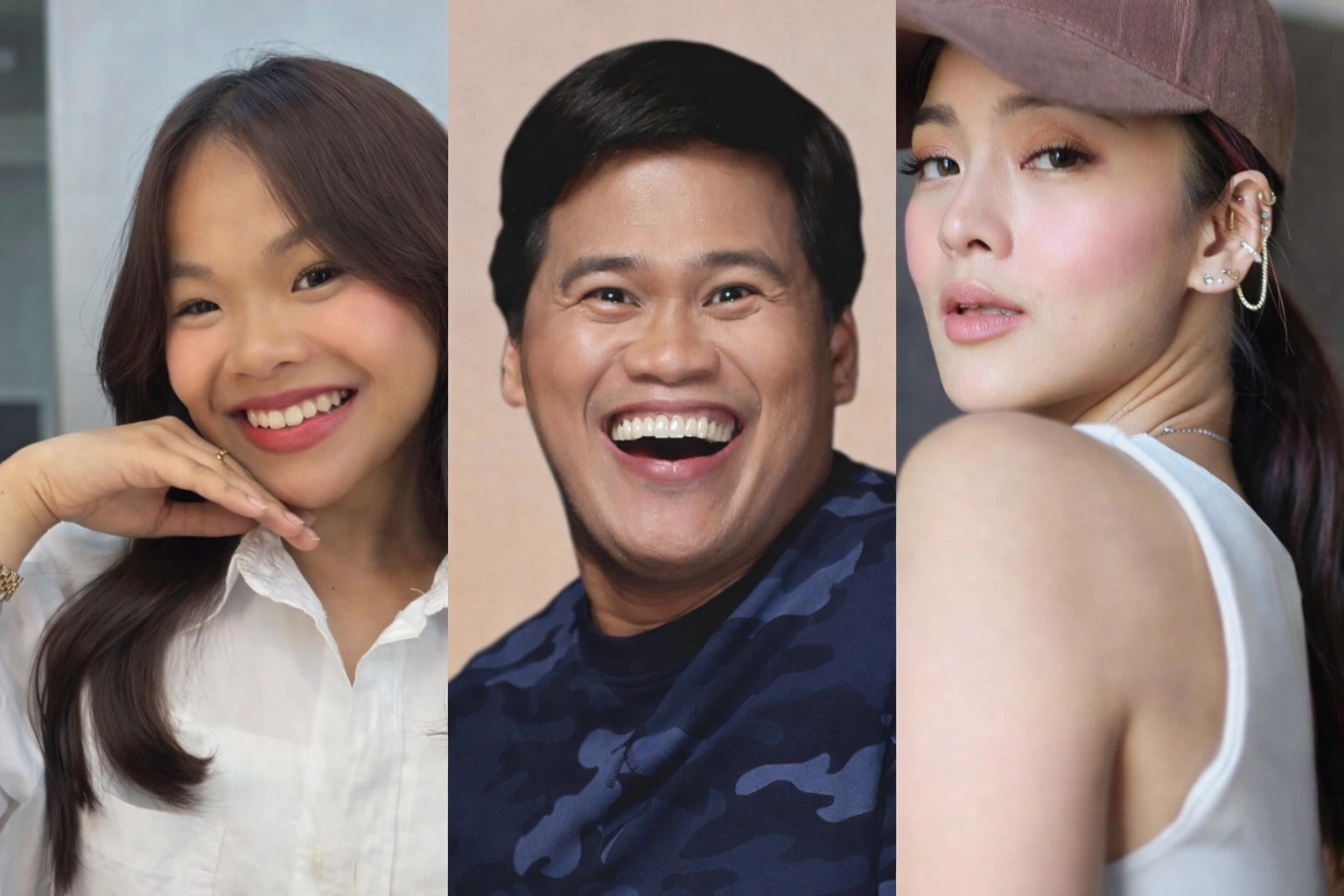 Split image of Ogie Diaz, Kim Chiu, and Ryzza Mae Dizon representing the 2026 showbiz issue
